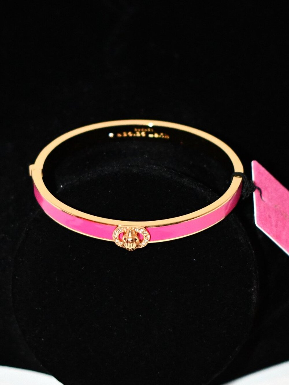 Kurt Geiger Signature Chelsea Eagle Enamel Bangle Bracelet in Pink #570222GLD651